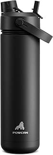 POWCAN 26 oz Insulated Water Bottle with 2-in-1 Straw and Spout Lid, Keep Cold 24H, Leak-Proof, Fits in Car Cup Holder, Stainless Steel Wat...