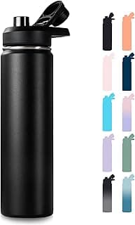Fijinhom 24 oz Insulated Water Bottle with Handle, 304 Stainless Steel Water Bottles with Wide Mouth, Double Wall Vacuum Sports Water Bottl...