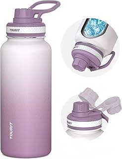 TOURIT 32 oz Insulated Water Bottle, Stainless Steel Water Bottles With Handle, Double-Wall Vacuum Sports Water Bottle, BPA Free Leakproof...